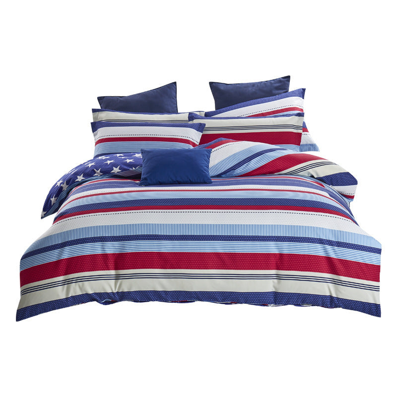 HKM-830035 Brushed Polyester Four-Piece Bedding Set with Quilt Bag, Sheets, and Pillow Bags in XL/L and S Sizes