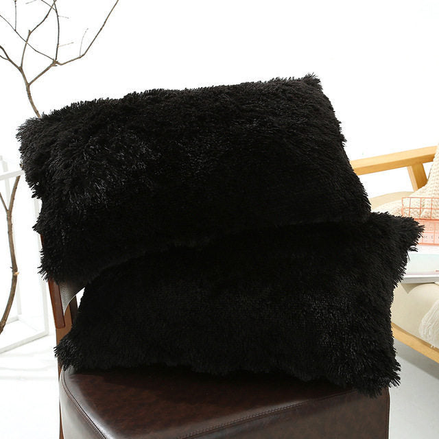 HKM-830035 Winter Warm Fluffy Long Plush and Velvet Pillow Case - 50x70cm Options Available