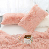 HKM-830035 Winter Warm Fluffy Long Plush and Velvet Pillow Case - 50x70cm Options Available