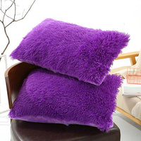 HKM-830035 Winter Warm Fluffy Long Plush and Velvet Pillow Case - 50x70cm Options Available