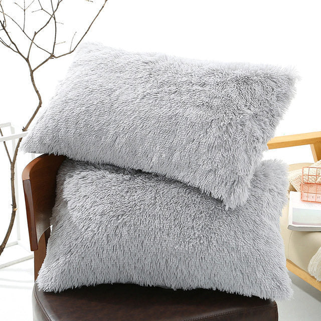 HKM-830035 Winter Warm Fluffy Long Plush and Velvet Pillow Case - 50x70cm Options Available