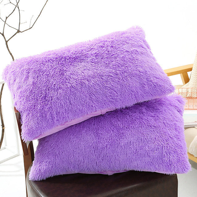 HKM-830035 Winter Warm Fluffy Long Plush and Velvet Pillow Case - 50x70cm Options Available
