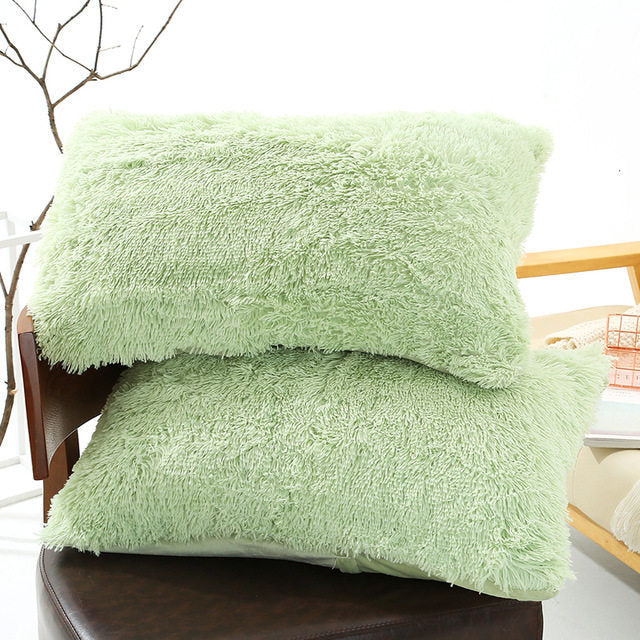 HKM-830035 Winter Warm Fluffy Long Plush and Velvet Pillow Case - 50x70cm Options Available