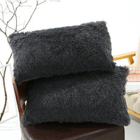 HKM-830035 Winter Warm Fluffy Long Plush and Velvet Pillow Case - 50x70cm Options Available