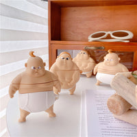 HKM-830099 Cute Fat Man Earphone Cover Compatible with iPhone Models - PVC Charging Case with Hook