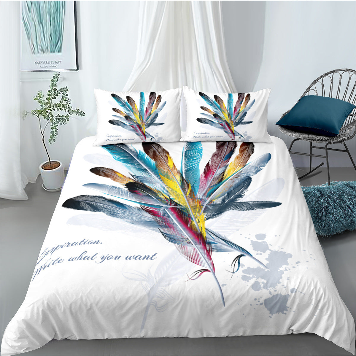 HKM-830163 Dream Catcher Digital Printing Three-Piece Quilt Cover Set in Modern Style