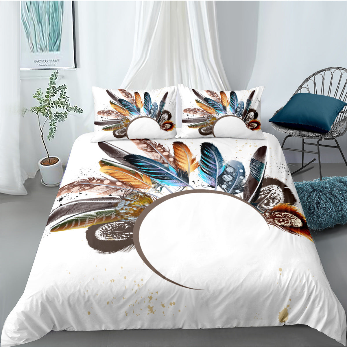HKM-830163 Dream Catcher Digital Printing Three-Piece Quilt Cover Set in Modern Style