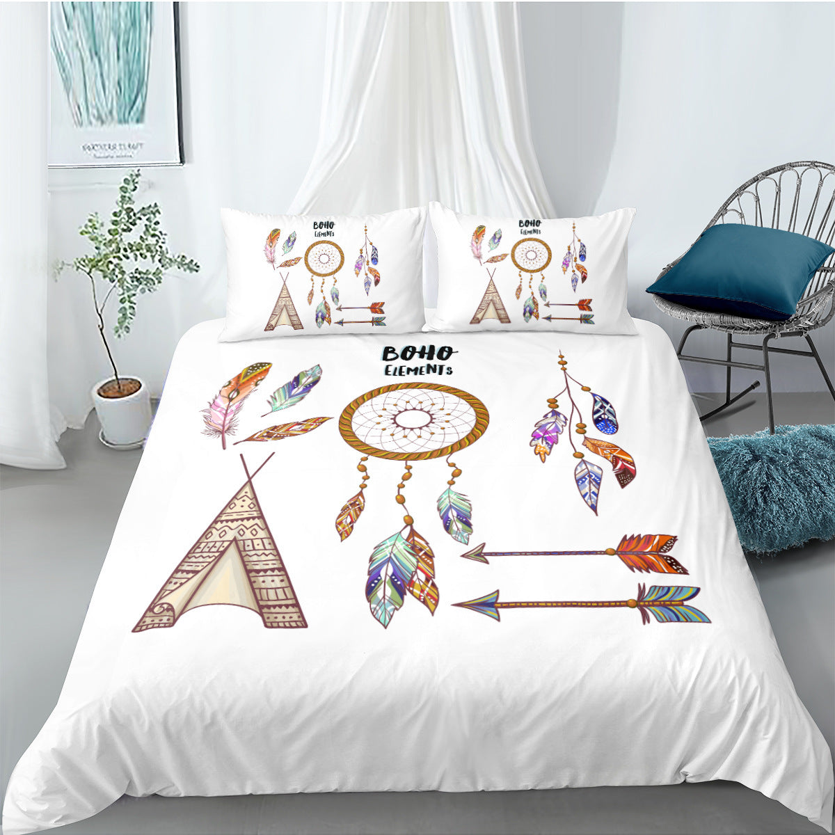 HKM-830163 Dream Catcher Digital Printing Three-Piece Quilt Cover Set in Modern Style