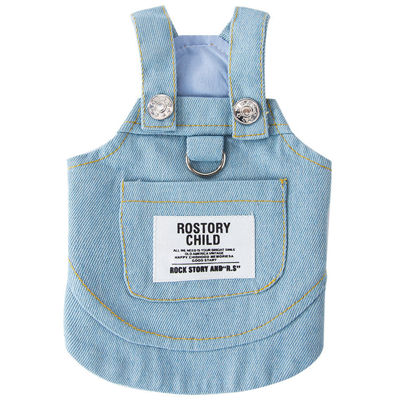 HKM-830163 Light or Dark Blue Denim Suspender Skirt for Small Dogs