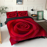 HKM-830355 Digital Printed Rose Flower Three-Piece Bedding Set with Pillowcases in Various Sizes