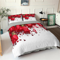 HKM-830355 Digital Printed Rose Flower Three-Piece Bedding Set with Pillowcases in Various Sizes