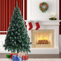 HKM-830483 6FT Light Green & White PVC Christmas Tree with Iron Frame and 650 Branches