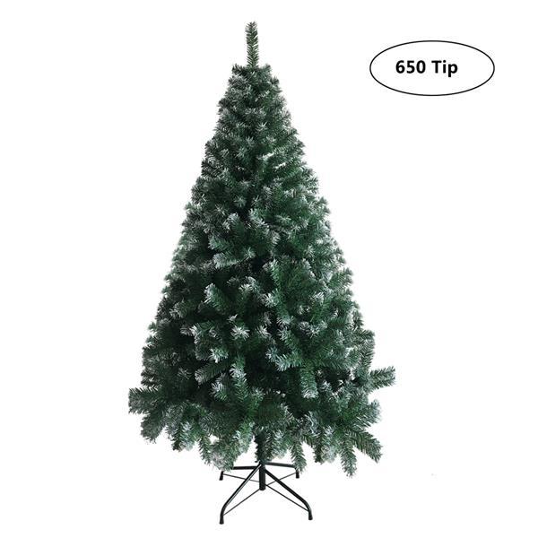 HKM-830483 6FT Light Green & White PVC Christmas Tree with Iron Frame and 650 Branches