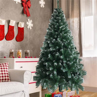 HKM-830483 6FT Light Green & White PVC Christmas Tree with Iron Frame and 650 Branches