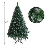 HKM-830483 6FT Light Green & White PVC Christmas Tree with Iron Frame and 650 Branches