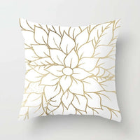 HKM-830483 Modern Golden Pattern Peach Skin Pillowcase - 45x45cm Polyester Cushion Cover