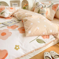 HKM-830675 Summer Washable Four-Piece Cotton Bed Set with Multiple Patterns for 1.5m and 1.8m Beds