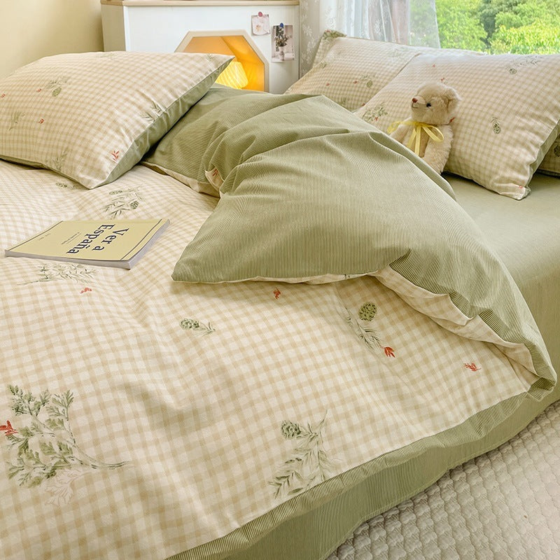 HKM-830675 Summer Washable Four-Piece Cotton Bed Set with Multiple Patterns for 1.5m and 1.8m Beds