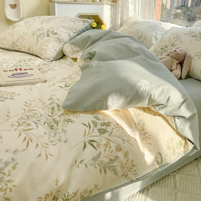 HKM-830675 Summer Washable Four-Piece Cotton Bed Set with Multiple Patterns for 1.5m and 1.8m Beds
