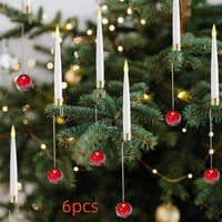 HKM-831123 LED Christmas Candle and Ornaments Set for Holiday Indoor Decorations, Includes Crystal Balls, Snowflakes, and Icicles