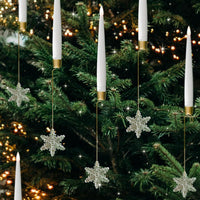 HKM-831123 LED Christmas Candle and Ornaments Set for Holiday Indoor Decorations, Includes Crystal Balls, Snowflakes, and Icicles