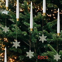 HKM-831123 LED Christmas Candle and Ornaments Set for Holiday Indoor Decorations, Includes Crystal Balls, Snowflakes, and Icicles