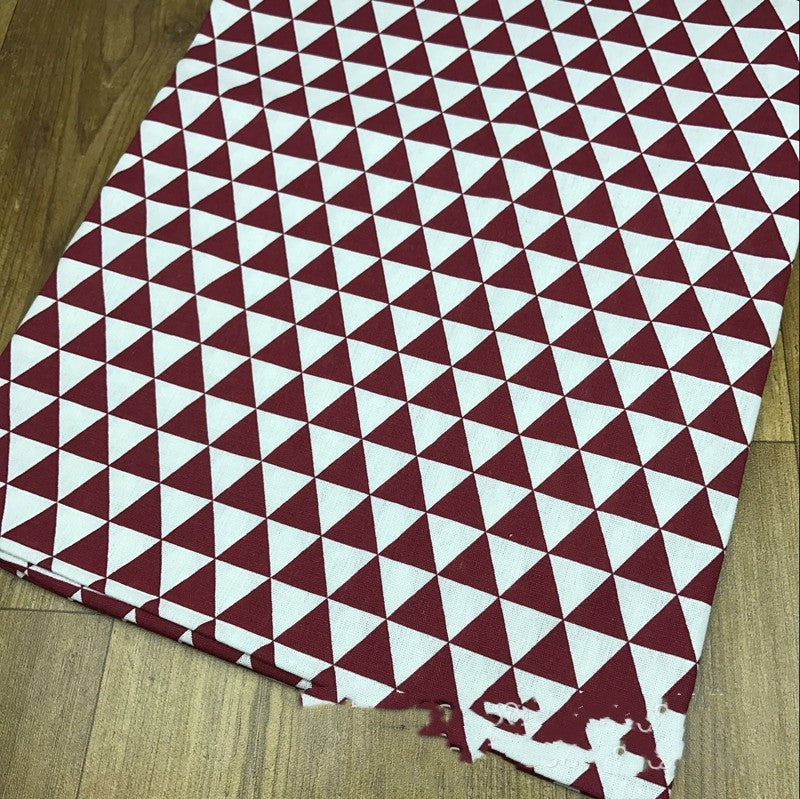 HKM-831187 Cotton and Linen Blend Triangle Print Fabric for Home Decor and Upholstery