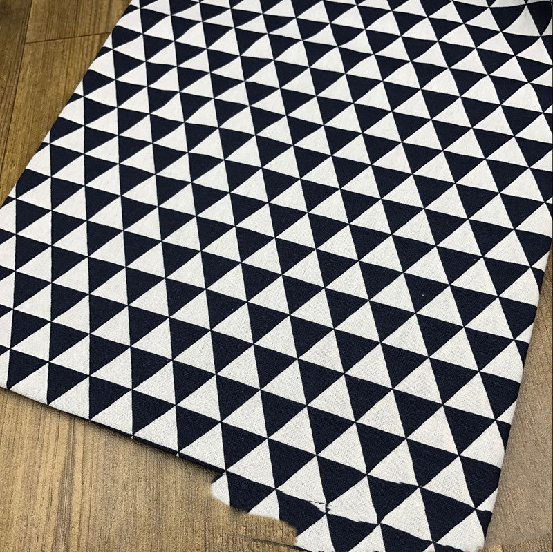 HKM-831187 Cotton and Linen Blend Triangle Print Fabric for Home Decor and Upholstery