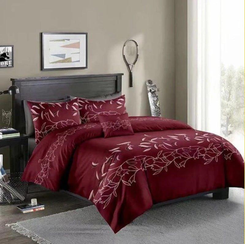 KTX-831315 Three-Piece Rustic Black Floral Bedding Set in Soft Polyester