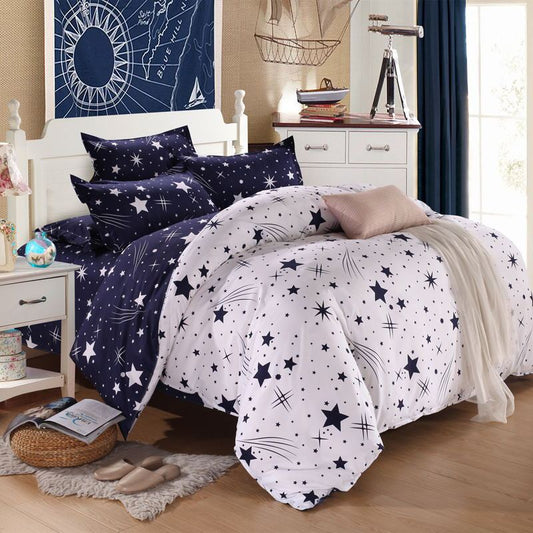 HKM-831507 Three-Piece Quilted Bedding Set with Floral Design for 1.5m Bed - Polyester Fabric, White
