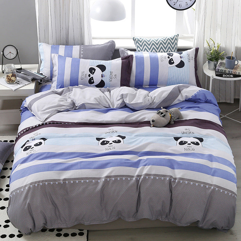HKM-831507 Three-Piece Quilted Bedding Set with Floral Design for 1.5m Bed - Polyester Fabric, White