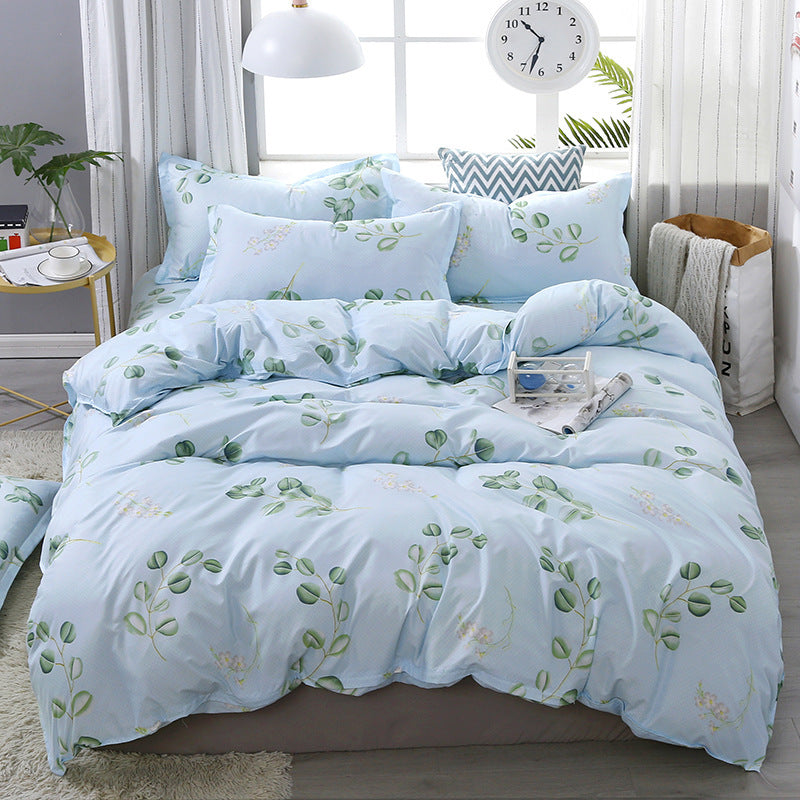 HKM-831507 Three-Piece Quilted Bedding Set with Floral Design for 1.5m Bed - Polyester Fabric, White