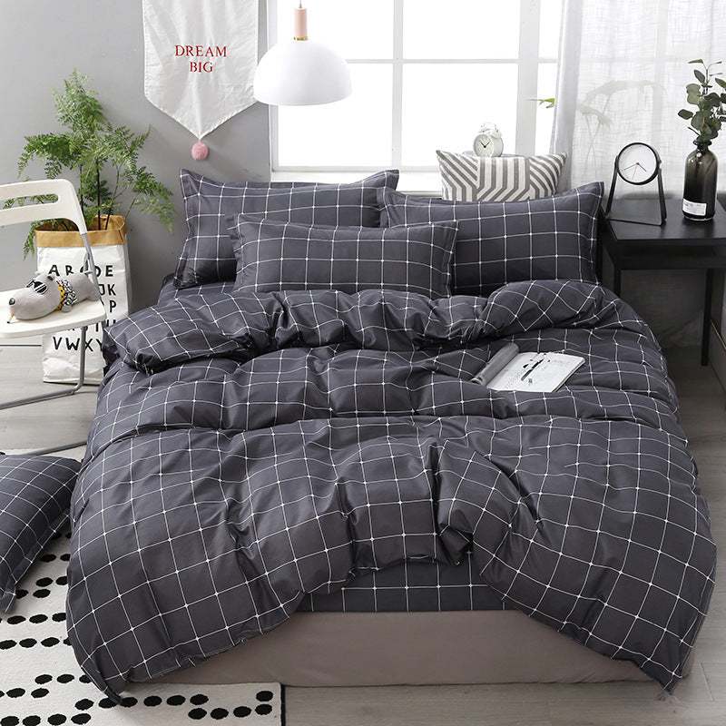 HKM-831507 Three-Piece Quilted Bedding Set with Floral Design for 1.5m Bed - Polyester Fabric, White