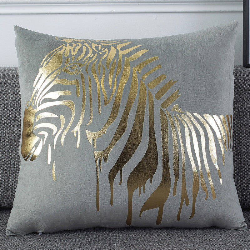 HKM-831635 Holland Velvet Bronzing Striped Throw Pillow Cover - European Style Cushion Cover 45x45CM