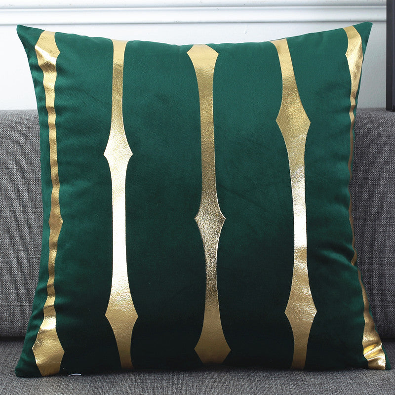 HKM-831635 Holland Velvet Bronzing Striped Throw Pillow Cover - European Style Cushion Cover 45x45CM