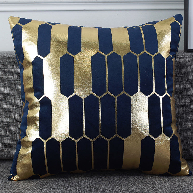 HKM-831635 Holland Velvet Bronzing Striped Throw Pillow Cover - European Style Cushion Cover 45x45CM