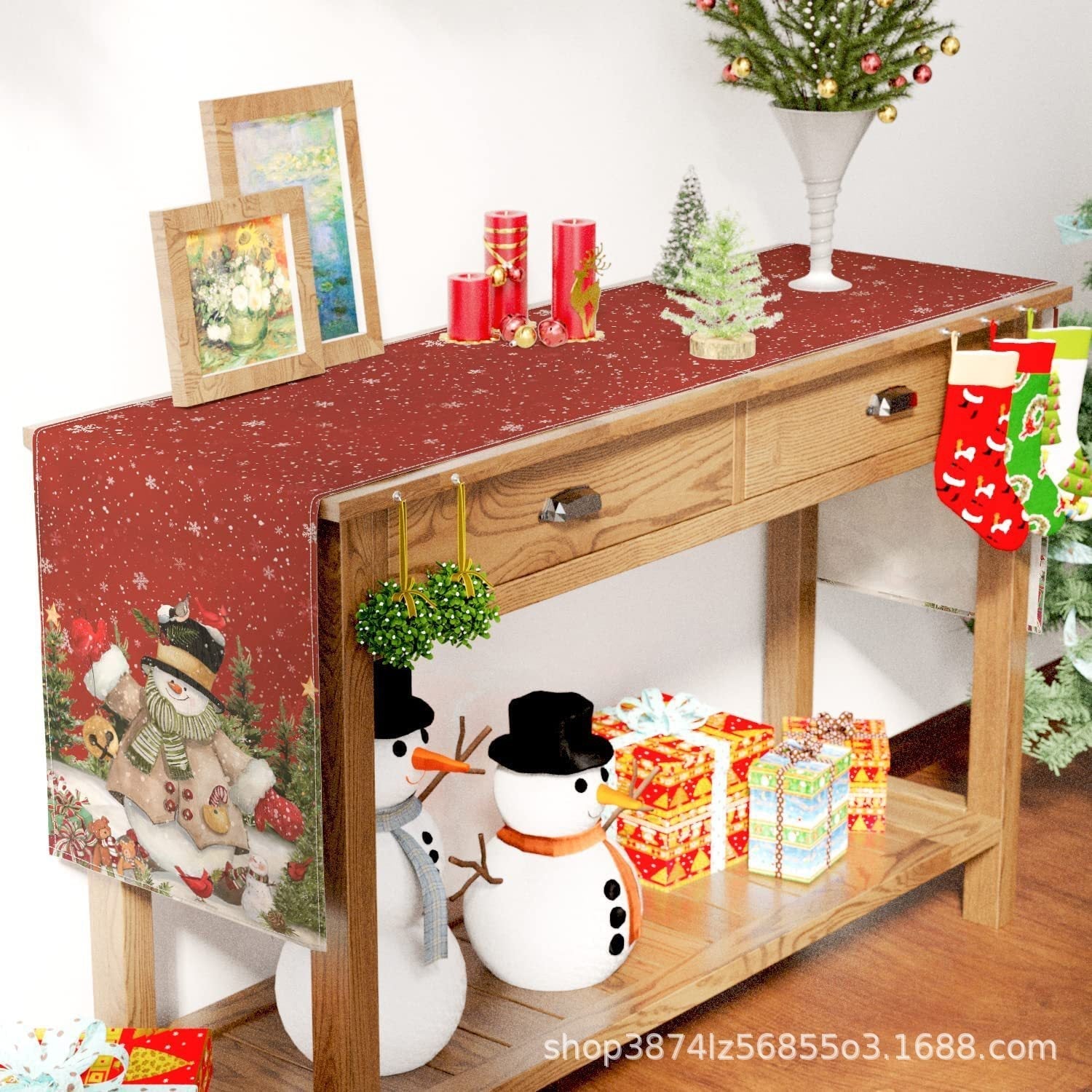 HKM-831635 Snowman Christmas Table Runner – Linen Mat, 30x180cm, Polyester Fiber