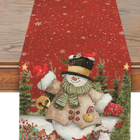 HKM-831635 Snowman Christmas Table Runner – Linen Mat, 30x180cm, Polyester Fiber