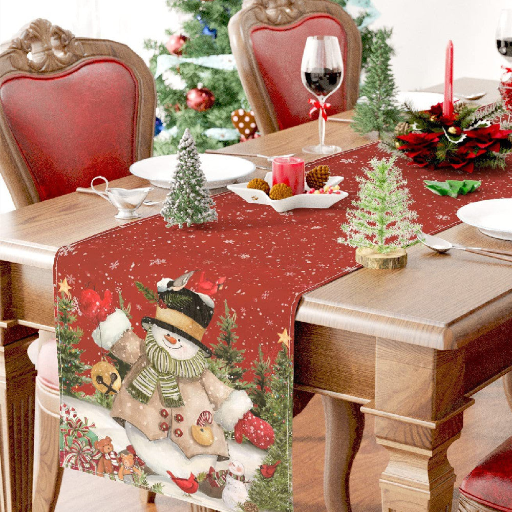HKM-831635 Snowman Christmas Table Runner – Linen Mat, 30x180cm, Polyester Fiber