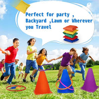 HKM-831763 3-in-1 Outdoor Sensory Training Toy Set with Throwing Ferrule, Circular Ring, and Sandbag