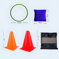 HKM-831763 3-in-1 Outdoor Sensory Training Toy Set with Throwing Ferrule, Circular Ring, and Sandbag