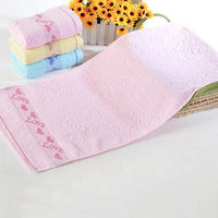 HKM-832083 Pure Cotton Face Towel - Soft, Highly Absorbent in Blue, Pink, or Yellow, 33x73cm
