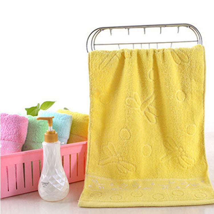 HKM-832083 Pure Cotton Face Towel - Soft, Highly Absorbent in Blue, Pink, or Yellow, 33x73cm