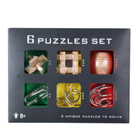 HKM-832083 Wooden & Metal IQ Test Brain Teaser Puzzle - 6 Piece LuBan Lock Assembly Toy for Ages 5 to 7