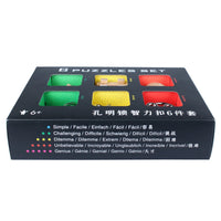 HKM-832083 Wooden & Metal IQ Test Brain Teaser Puzzle - 6 Piece LuBan Lock Assembly Toy for Ages 5 to 7