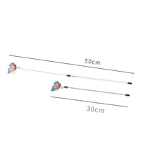 HKM-832147 Retractable Cat Teaser Stick with Mixed Hair Butterfly Toy, 30-50cm Full Length