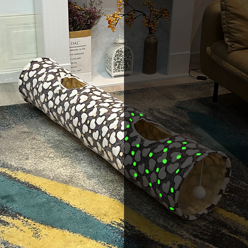 HKM-832339 Cat Tunnel Glow In The Night – Flannel Fabric with Unique Designs