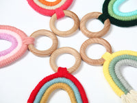 HKM-832339 Organic Cotton Rope Teether with Wooden Ring for Babies
