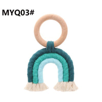 HKM-832339 Organic Cotton Rope Teether with Wooden Ring for Babies