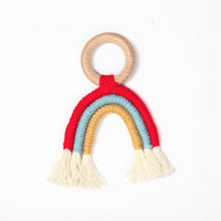 HKM-832339 Organic Cotton Rope Teether with Wooden Ring for Babies